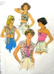 7981 SIMPLICITY CUTE KNIT HALTER TOPS, SHIRT 77 PATTERN SZ 12